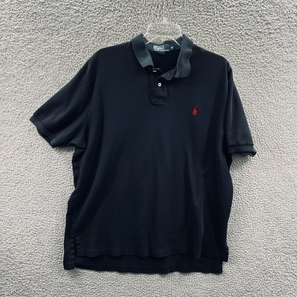 Polo Ralph Lauren Mens Shirt Extra Large Black 100% Cotton Short Sleeve Pullover
